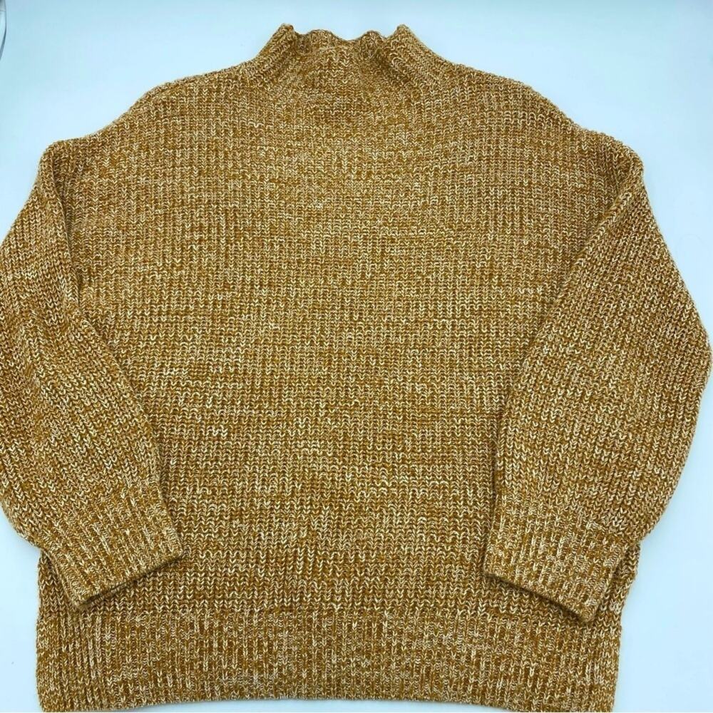 Cupcakes & Cashmere Mock Neck Marled Knit Sweater caramel Brown Sz S Cotton